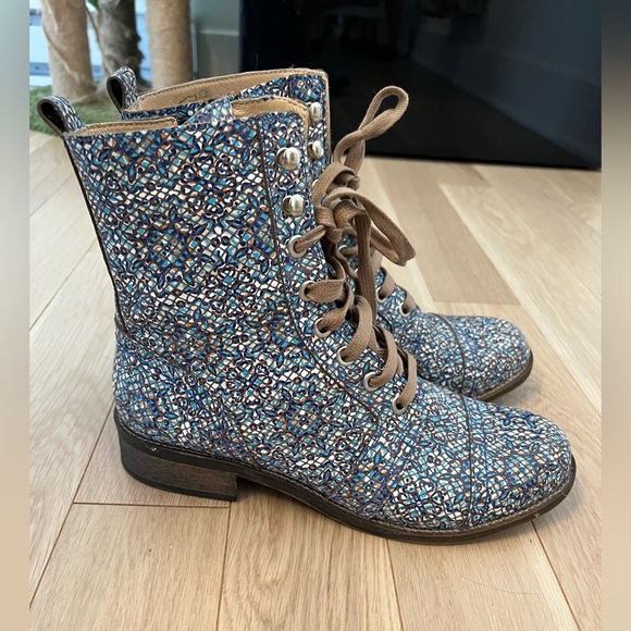 Unity.In.Diversity Liberty Leather patterned Lace Up Side Zipper Boots EU 38 - Picture 2 of 8